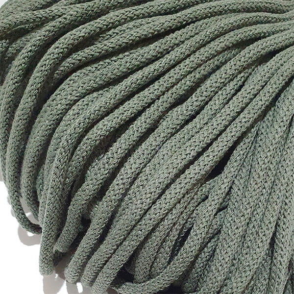 Fir de croșetat sau tricotat tip șnur din bumbac 3 mm - Olive